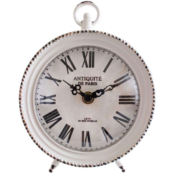 milani home orologio classico da appoggio soprammobile analogico stile vintage classico bianco 14.5 x 18.5 x 5.5 cm