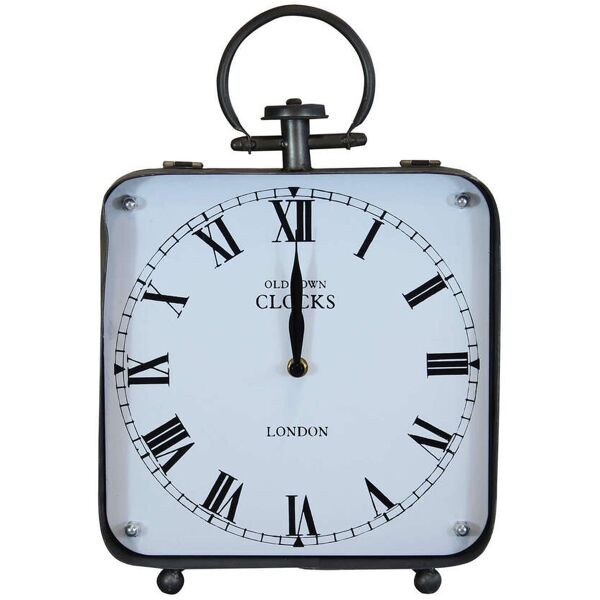 milani home orologio classico da appoggio soprammobile analogico stile vintage classico bianco 25.5 x 38.5 x 7.5 cm