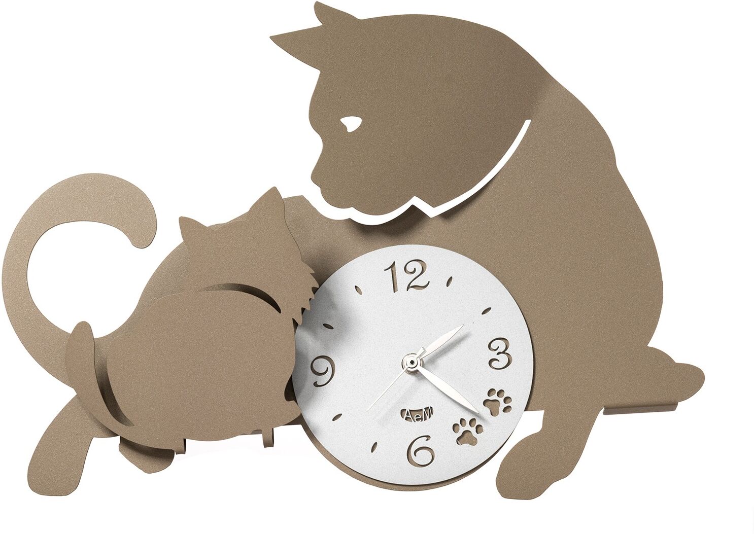 Casa Shop Orologio tenero da appendere Mamma Gatta Beige e bianco marmo