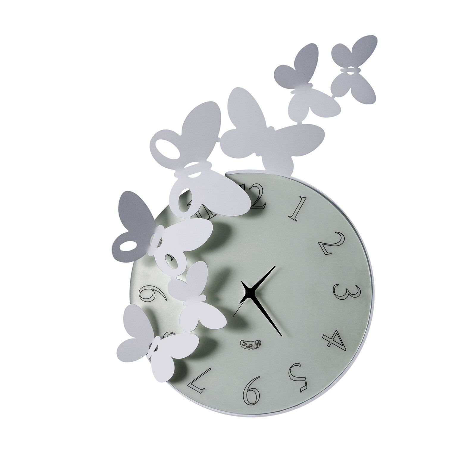 Casa Shop Orologio da parete tondo Butterfly Bianco