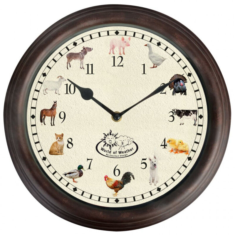 Esschert Design orologio a tema animali da fattoria e suoni