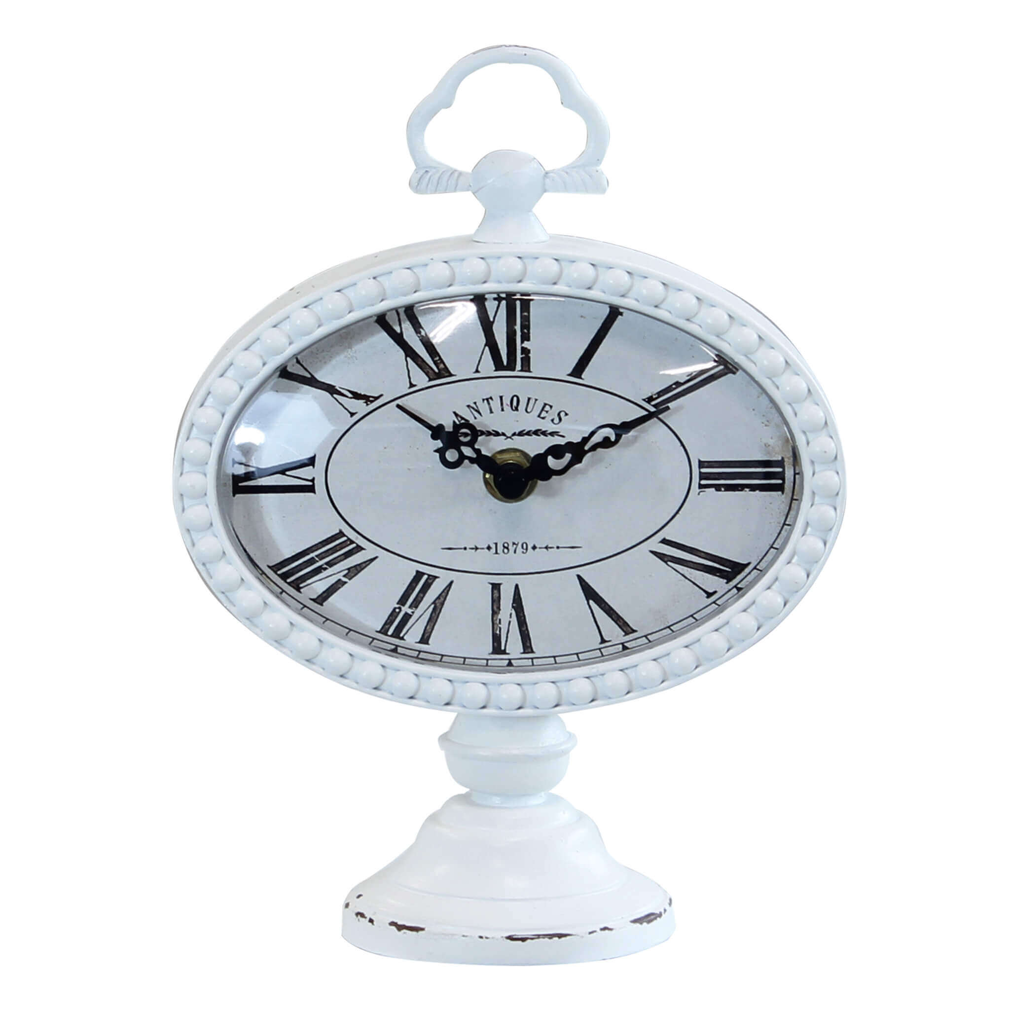 Milani Home Orologio Classico Da Appoggio Soprammobile Analogico Stile Vintage Classico Bianco 16.5 x 22.5 x 8.5 cm