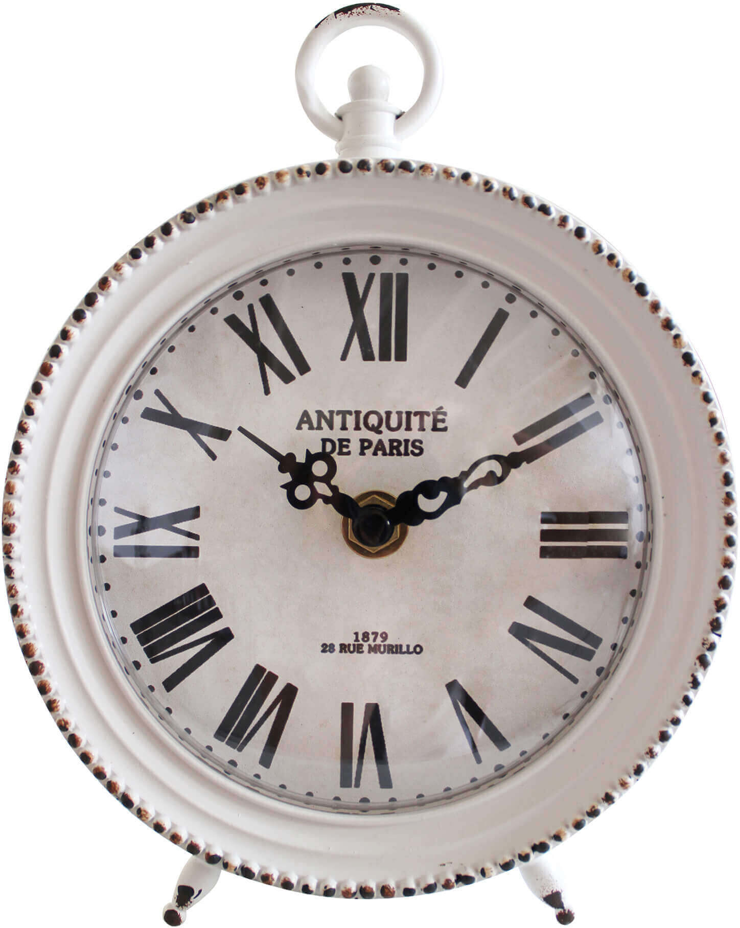 Milani Home Orologio Classico Da Appoggio Soprammobile Analogico Stile Vintage Classico Bianco 14.5 x 18.5 x 5.5 cm