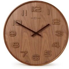 NeXtime Wood Wood Big wandklok 53 cm - Bruin