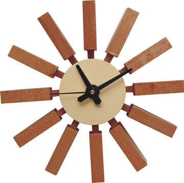 domini wandklok Block clock bruin - Ø30,5 x D7,5 cm - Hout