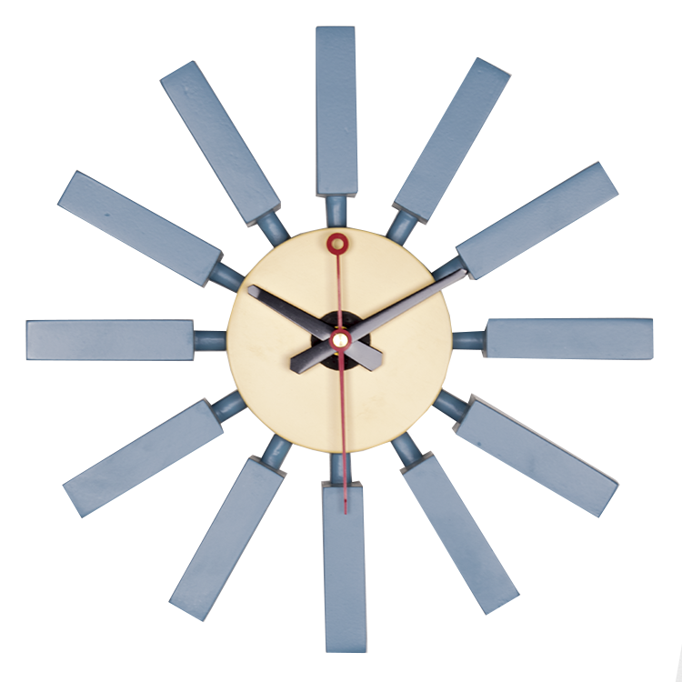 domini wandklok Block clock lichtblauw - Ø30,5 x D7,5 cm - Hout