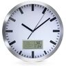 Perel ALUMINIUM WANDKLOK MET LCD-DISPLAY EN THERMOMETER, HYGROMETER&WEERSVOORSPELLING -Ø 25 cm