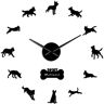 bichunaiqa Belgische herder grote frameloze wandklok Mechelse herder home decor Mechelse herder wandhorloge Chien De Berger Belge DIY big clock (zwart 37inch), zwart, 37 inch (90cm)