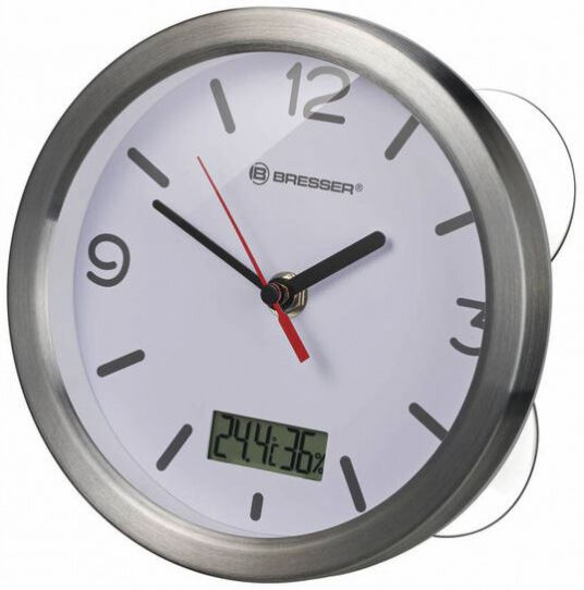 Bresser wandklok My Time Bath 17 cm aluminium wit/zilver - Wit,Zilver