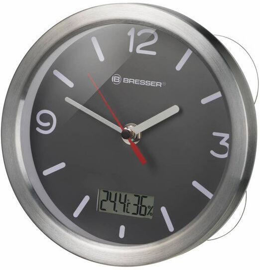 Bresser wandklok MyTime Bath 25 cm zilver/grijs - Zilver,Grijs