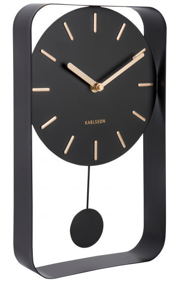 Karlsson wandklok Pendulum Charm met slinger 32,5 cm staal zwart - Zwart