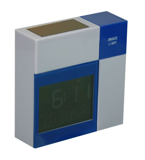 PowerPlus alarmklok Racoon Solar 8 x 8,8 cm grijs/blauw - Blauw,Grijs