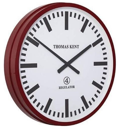 Thomas Kent wandklok Regulator 54 cm staal wit/rood - Wit,Rood