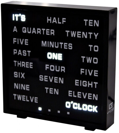 United Entertainment klok LED Engelse woorden plexiglas 17 x 16,5 cm zwart - Zwart