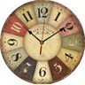 shopnbutik Vintage Wooden MDF Hanging Clock Mute Quartz Clock Living Room Wall Clock(86)