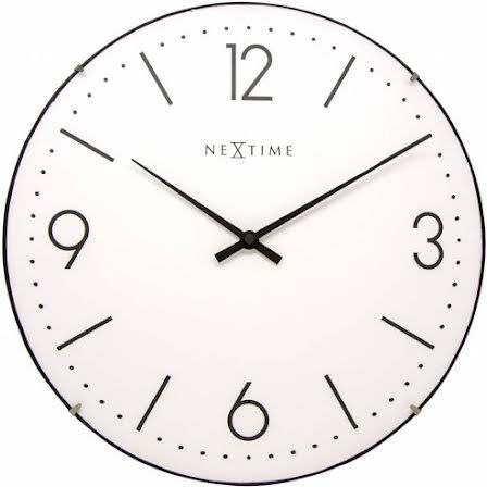 NEXTIME Basic Dome Ø35 Väggklocka Vit/glas