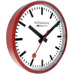 Mondaine Clock Wall Red Frame 25cm - White