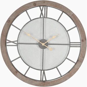 Natural Wood & Metal Round Wall Clock