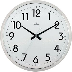 Acctim Orion Silent Sweep Wall Clock 320mm Chrome/White 21287