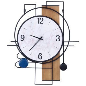 Beliani Wall Clock Multicolour MDF Frame 60 x 70 cm Painted Finish Irregular Shape Classic Design Home Accessories Decor Living Room Bedroom Material:MDF Size:0.5x70x60