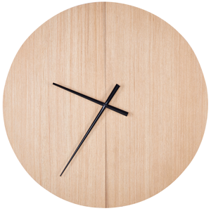 Beliani Wall Clock Light Wood MDF Frame 60 cm Painted Finish Round Shape Classic Design Home Accessories Decor Living Room Bedroom Material:MDF Size:1x60x60