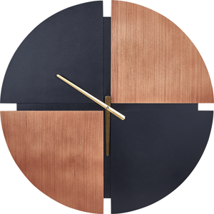 Beliani Wall Clock Light Wood and Black MDF Frame 60 cm Painted Finish Round Shape Classic Design Home Accessories Decor Living Room Bedroom Material:MDF Size:0.3x60x60