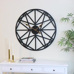 Large Black Geometric wall clock 80cm x 80cm Material: Metal
