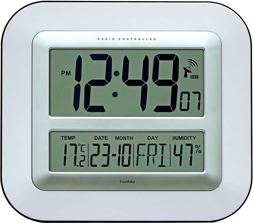 Photos - Wall Clock Youshiko Jumbo LCD Radio Controlled Silent  white/black/brown 28