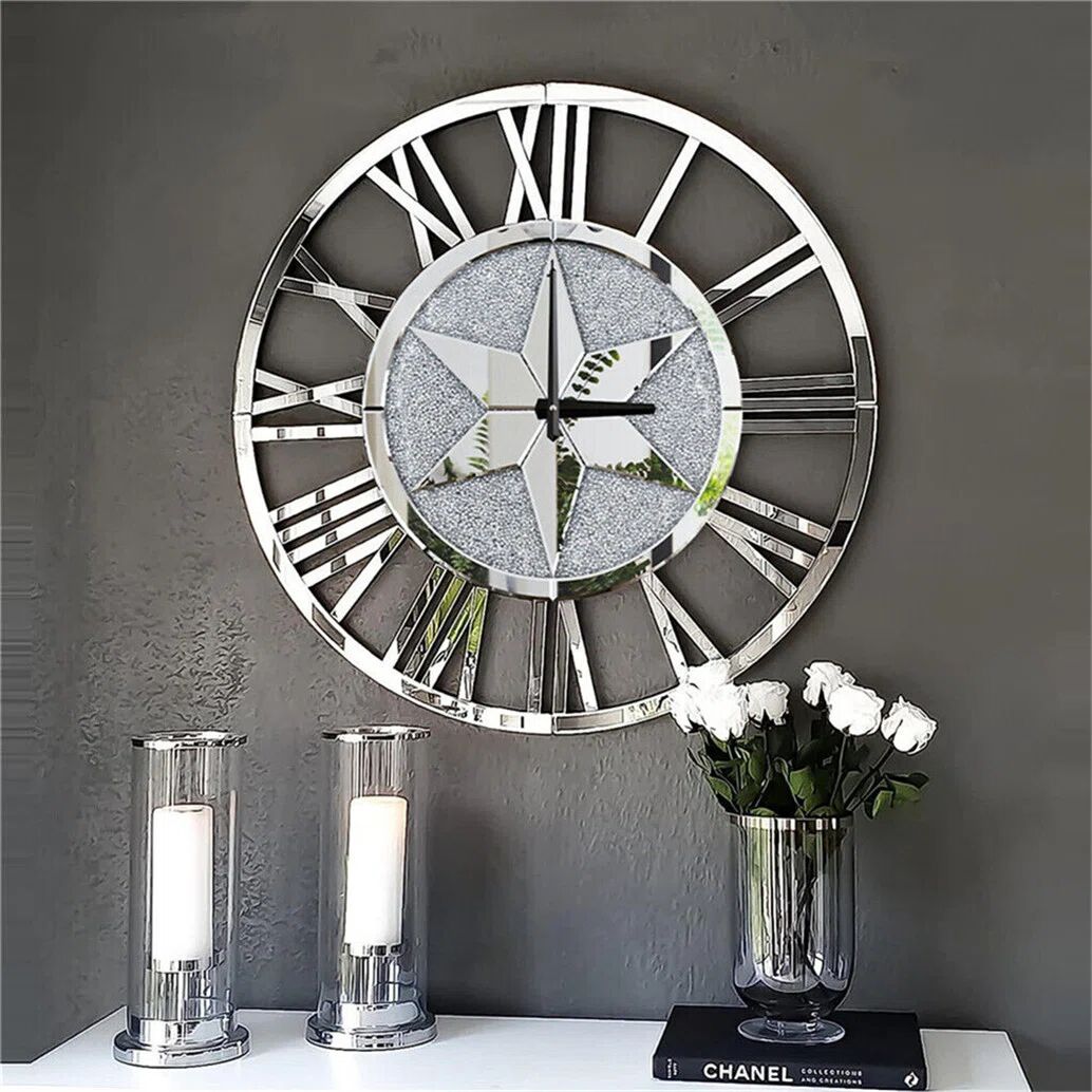 Photos - Wall Clock Fairmont Park Phobos Crushed Diamond Glass  brown/gray 60.0 H x