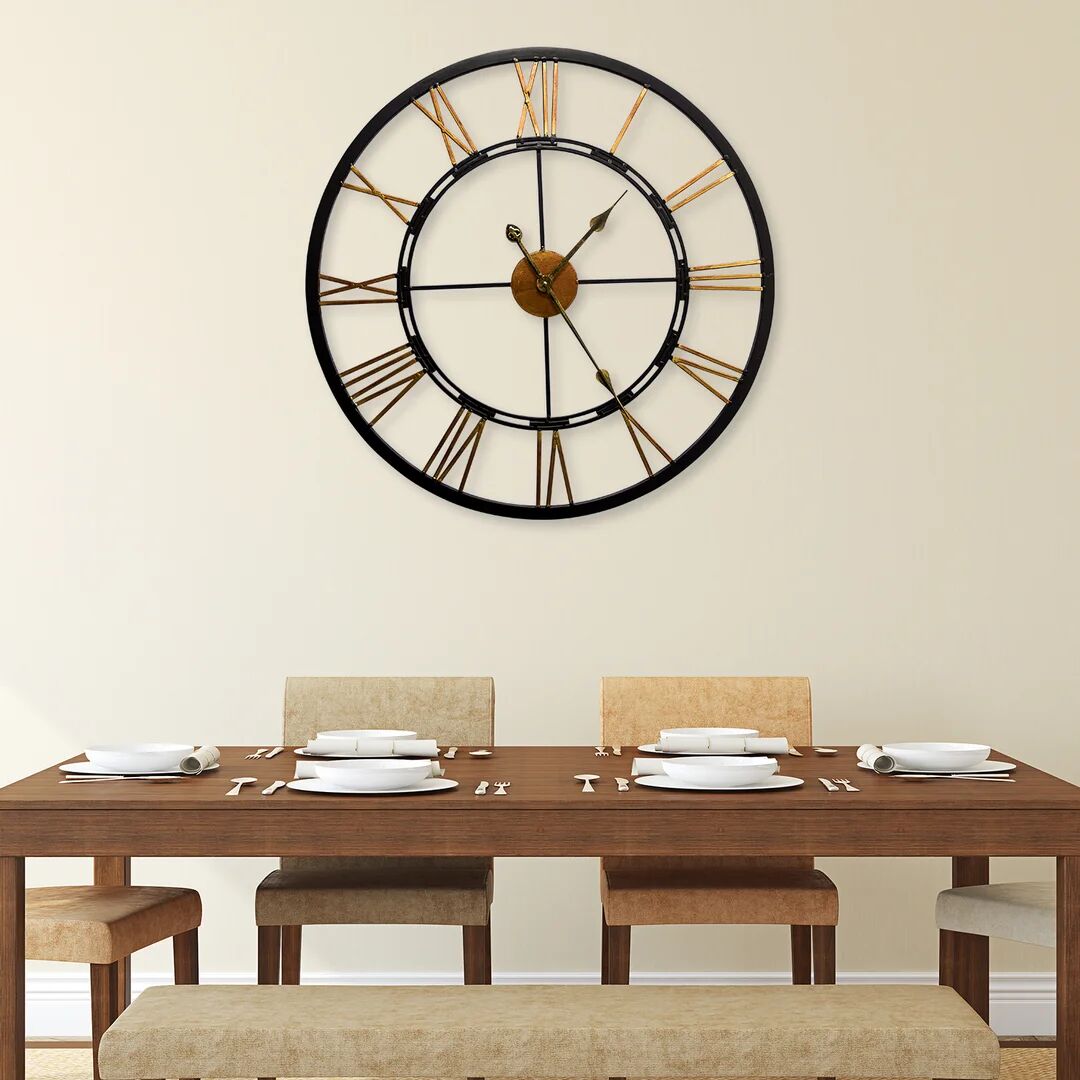 Photos - Wall Clock Borough Wharf Oversized Meyer Black Roman Iron  - 70 cm / 27.5 i