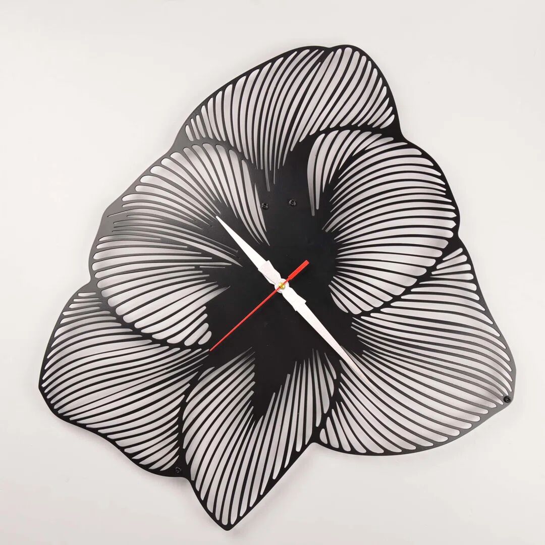 Photos - Wall Clock EA Sweet Gifts Trade B.V. Flower Metal  black 50.0 H x 50.0 W x