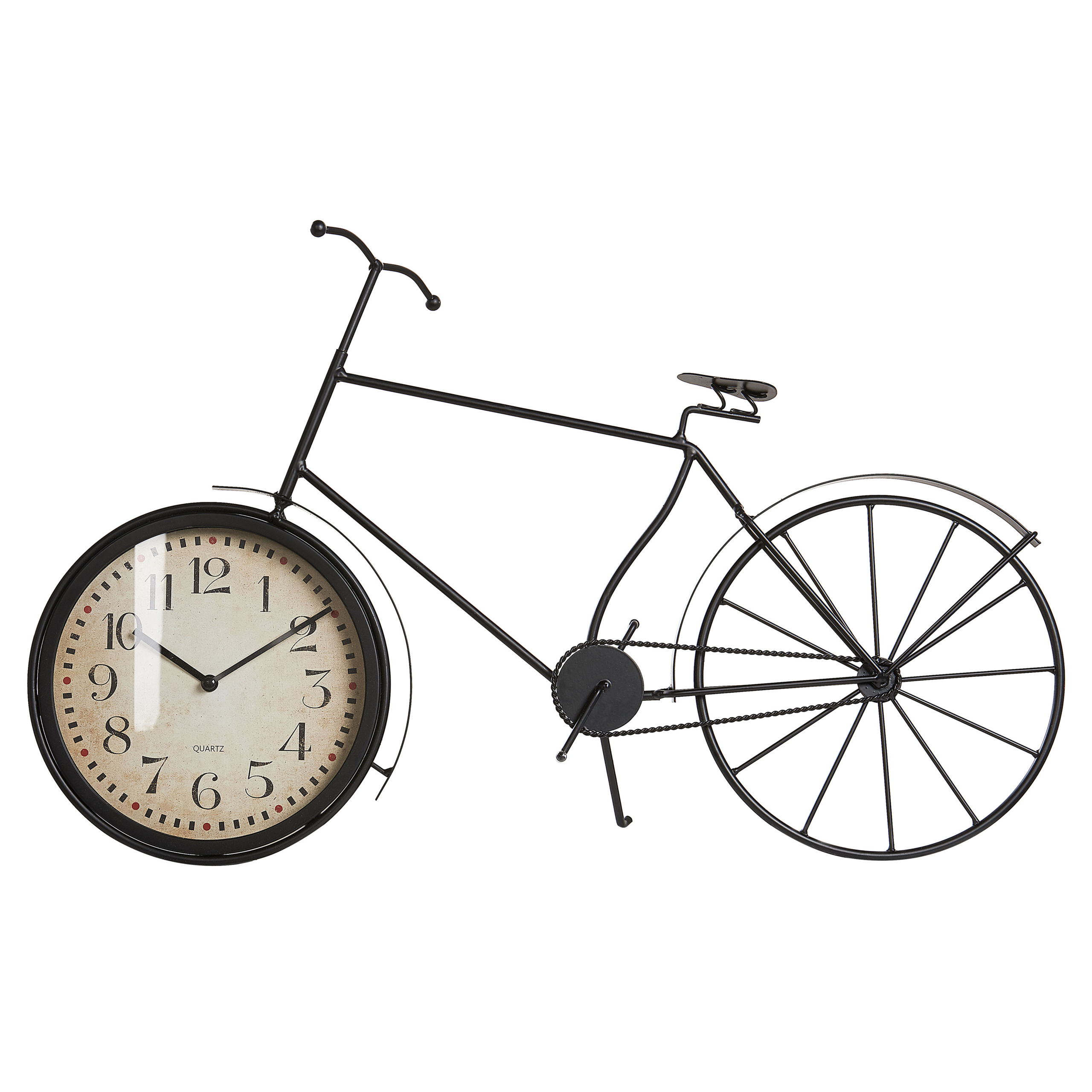 Beliani Table Clock Black Metal Frame 37 cm Bicycle Shape Modern Design Home Accessories Material:Aluminium Size:4x37x59
