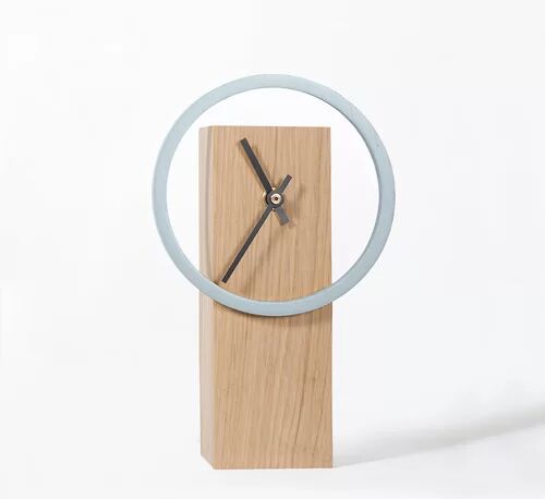 Gracie Oaks Analog Oak Electric Tabletop Clock Gracie Oaks Colour: Light Blue  - Size: 42cm H X 80cm W X 80cm D