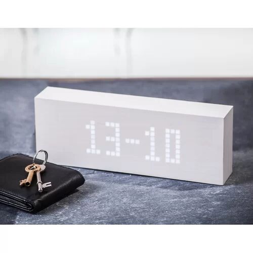 Symple Stuff Modern Digital Beech Solid Wood Electric Alarm Tabletop Clock Symple Stuff  - Size: Mini (Under 40cm High)