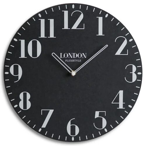 London 30cm Silent Wall Clock  Colour: Matte Black  - Size: 30cm H X 30cm W X 2cm D