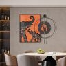 Homary Goreal Round Wall Clock Orange Rectangle Elephant Building Blocks Decor Art Living Room