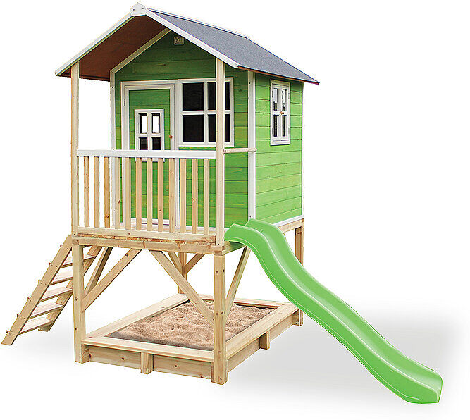 Auf Lager EXIT TOYS Loft 500 Holzspielhaus - grün 8718469460304 transparent EG