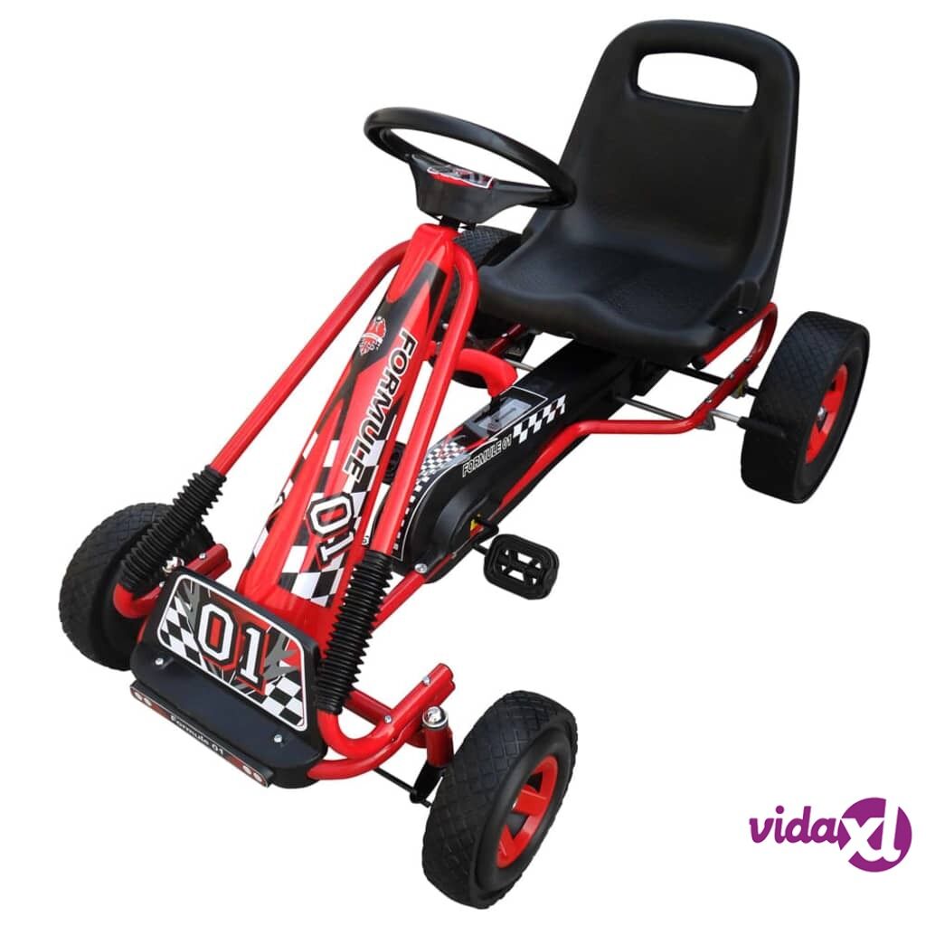 vidaXL Red Pedal Go Kart with Adjustable Seat