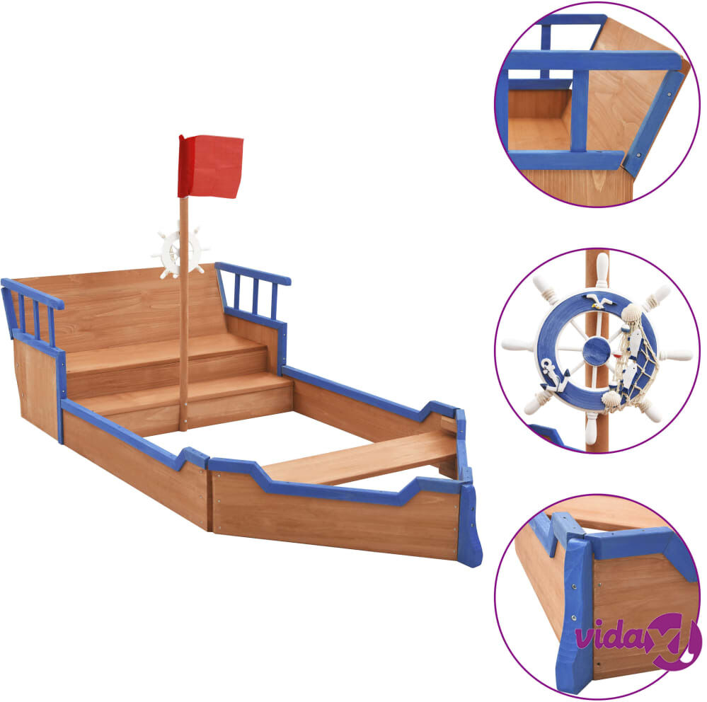 vidaXL Sandbox Pirate Ship Firwood 190x94.5x136 cm