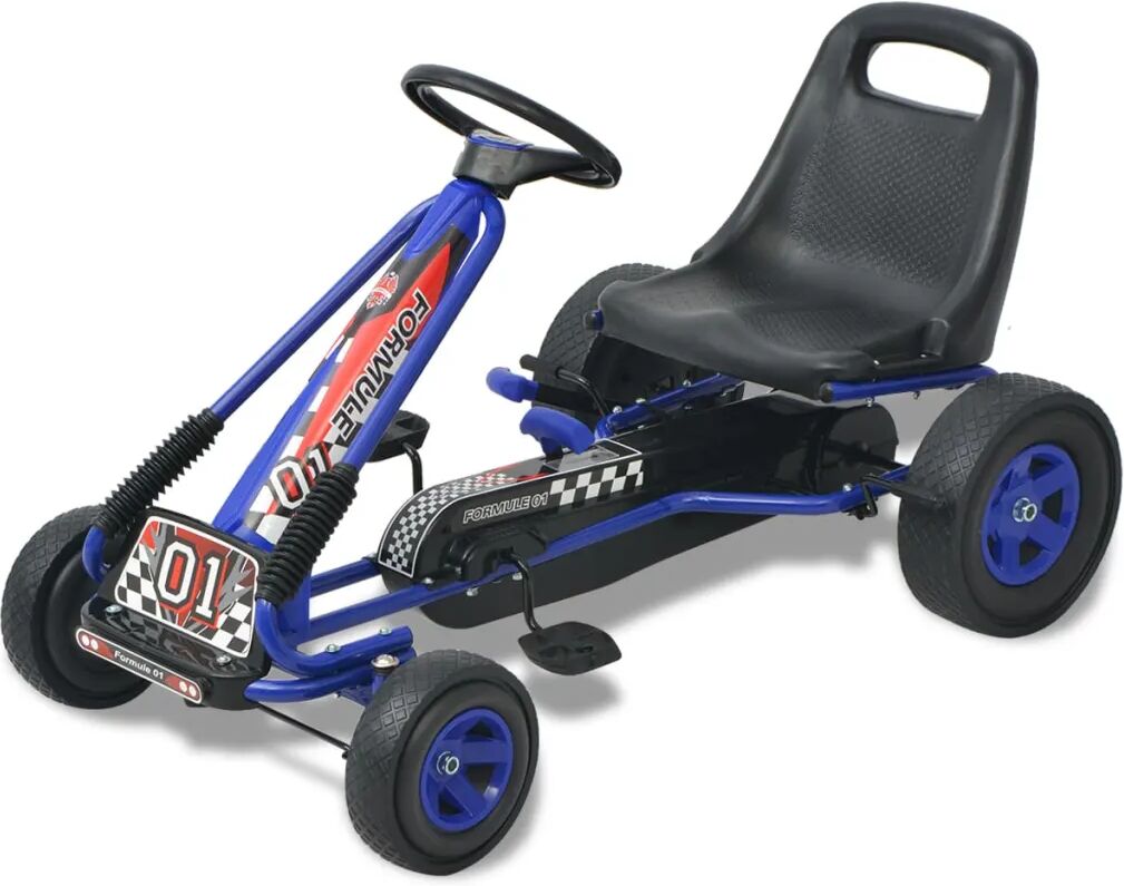 vidaXL Kart à pédale avec siège ajustable Bleu