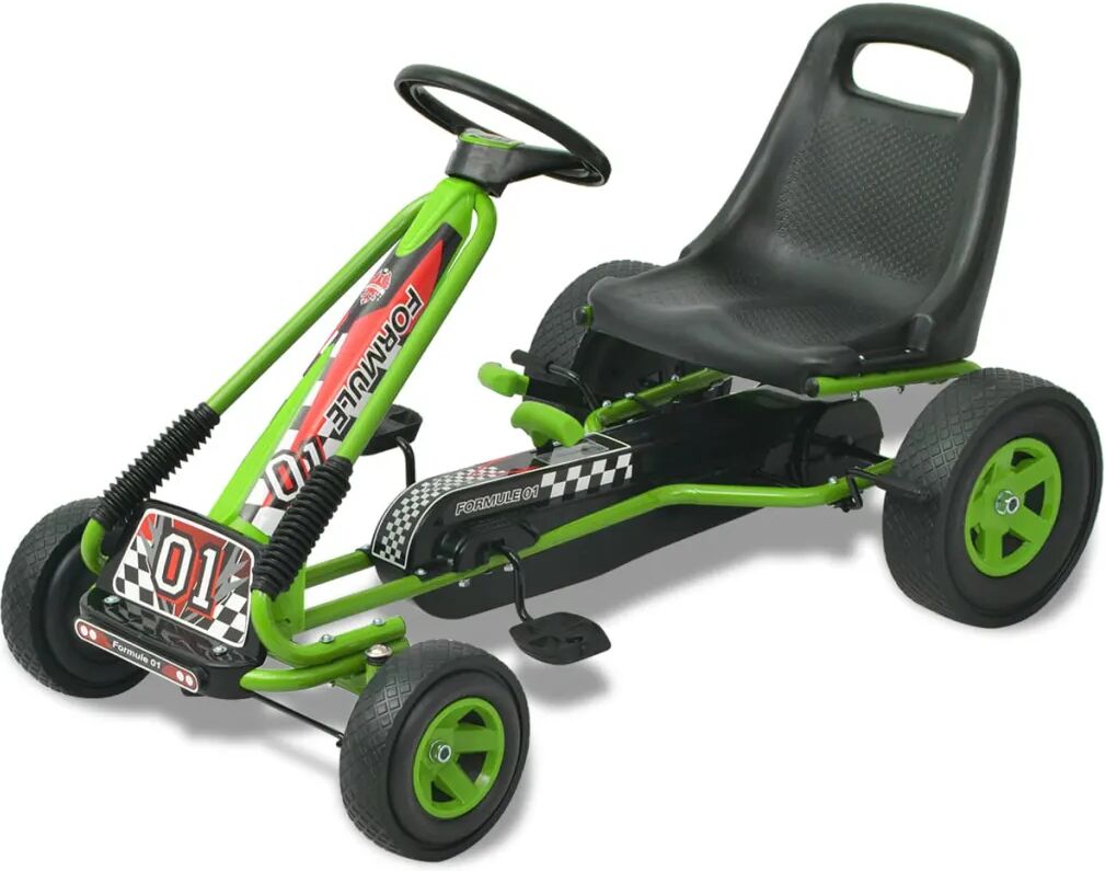 vidaXL Kart à pédale avec siège ajustable Vert