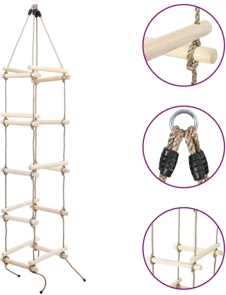 vidaXL Échelle de corde pour enfants 200 cm Bois