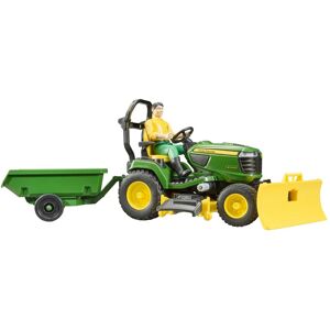 Bruder bworld Rasentraktor John Deere mit Anhänger und Gärtner gruen unisex