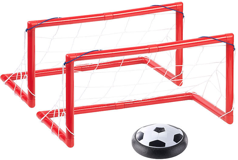 Playtastic Luftkissen-Indoor-Fußball, LEDs, Möbelschutz, 2 Tore, Batteriebetrieb