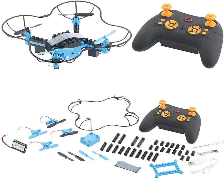 Simulus Quadrocopter-Bausatz, 38-teilig, 2,4-GHz-Fernbedienung, 3D-Flugmanöver