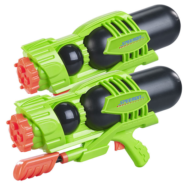 Speeron 2er-Set Kinder-XL-Wasserpistolen, 1.600-ml-Wassertank, 3 Strahlarten