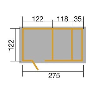 Weka Spielhaus 818 275 x 122 cm rot-weiß mit Sandkasten, Pergola, Truhe