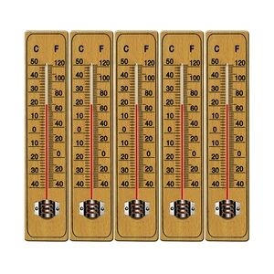 Deuba 5x Holzthermometer Klassisch Drinnen und Draußen