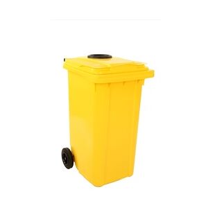 PROREGAL Premium 2-Rad-Mülltonne MGB mit Einwurfrosette für Flaschen & Dosen   240 Liter, HxBxT 107,9x58,3x73,7cm   HDPE-Kunststoff   Gelb