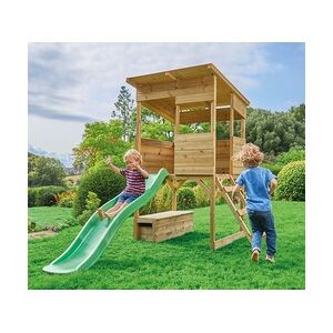 Westmann Holz Stelzenhaus Wildnis   Spielhaus mit Rutsche   Natur   241x167x205 cm